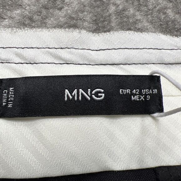 MNG Mango NWT High Waist Wide Leg Linen Blend Pants Womens Size 10 Black Pleated - Picture 4 of 13